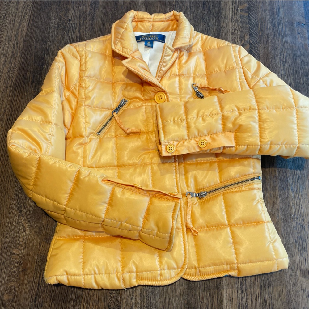 Millard Fillmore Yellow Puffer Military Style Coat Jacket Water Resistant - XS
